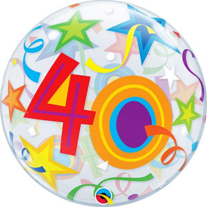Colourful Stars 40th Bubble Balloon 22 inch