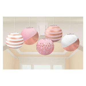 Rose Gold Blush Lantern Decoration Pack of 5