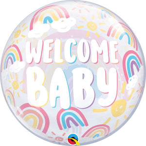 Boho Rainbow Welcome Baby Bubble Balloon 22 inches