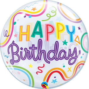 Neon Happy Birthday Bubble Balloon 22 Inches