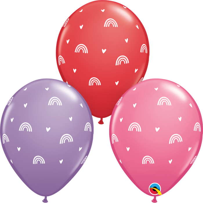 Rainbow and Heart Boho Latex Balloons 11 Inches | Party Save Smile