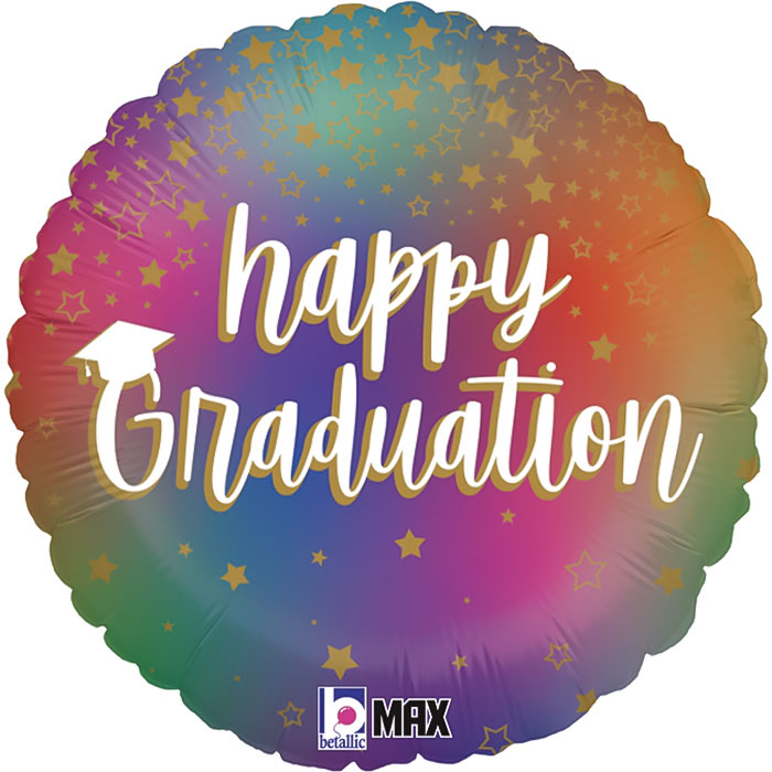 Rainbow Graduation Foil Balloon 18 Inches | Party Save Smile