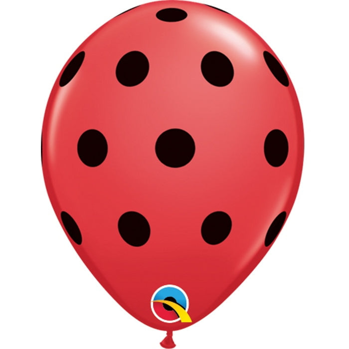 Small Red and Black Polka Dot Latex Balloons | Party Save Smile