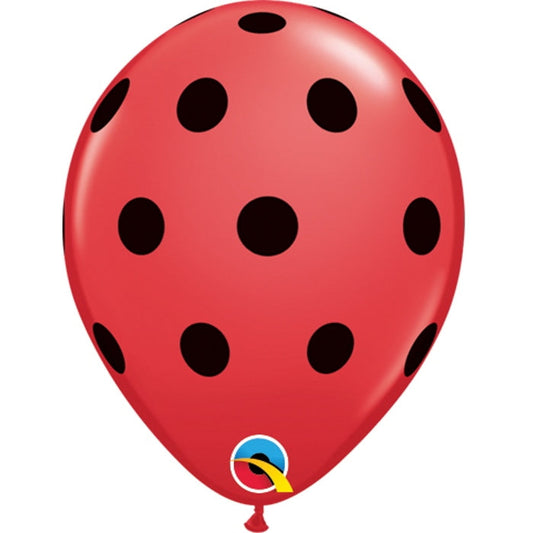 Small Red and Black Polka Dot Latex Balloons | Party Save Smile