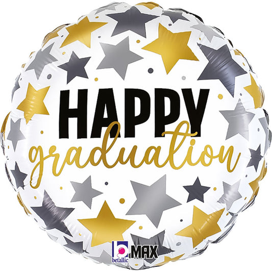 White and Gold Congrats Grad Foil Balloon 18 Inches