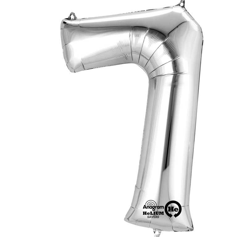 Silver Number 7 Foil Balloon 35 inch Anagram | Party Save Smile