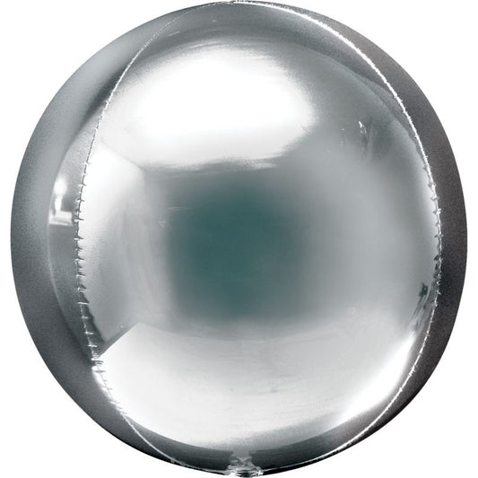 Silver 15" Sphere | Orbz Shaped Foil | Helium Balloon