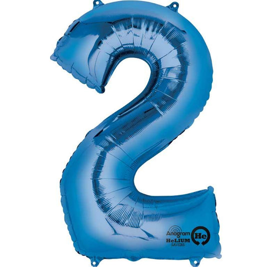 Blue Number 2 Foil Balloon - 35 inch | Party Save Smile