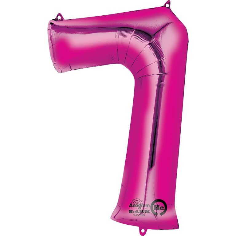Age 7 Helium Balloon - Pink Anagram 35 inch | Party Save Smile