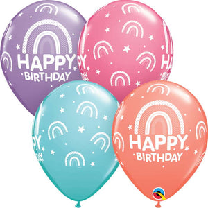 Rainbow Boho Birthday Latex Balloons 11 Inches