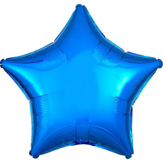 Blue Metallic Plain Star Foil Balloon Anagram 18 inch Unpackaged | Party Save Smile