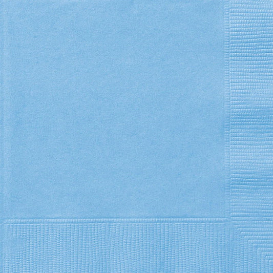 Baby blue coloured napkins.