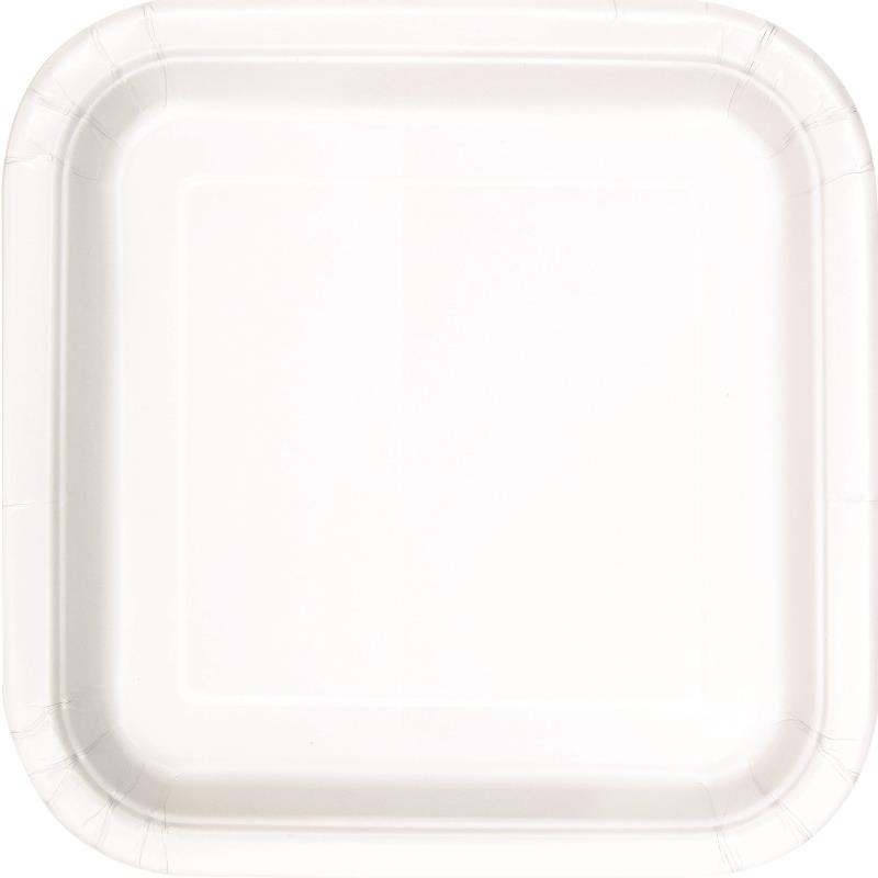 White Square Party Cake Plates Pack of 16 | Party Save Smile
