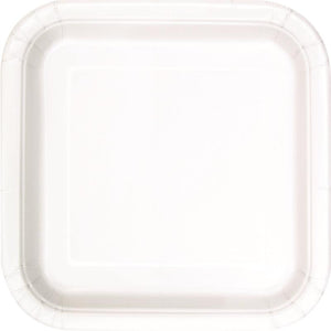 White Square Party Cake Plates Pack of 16