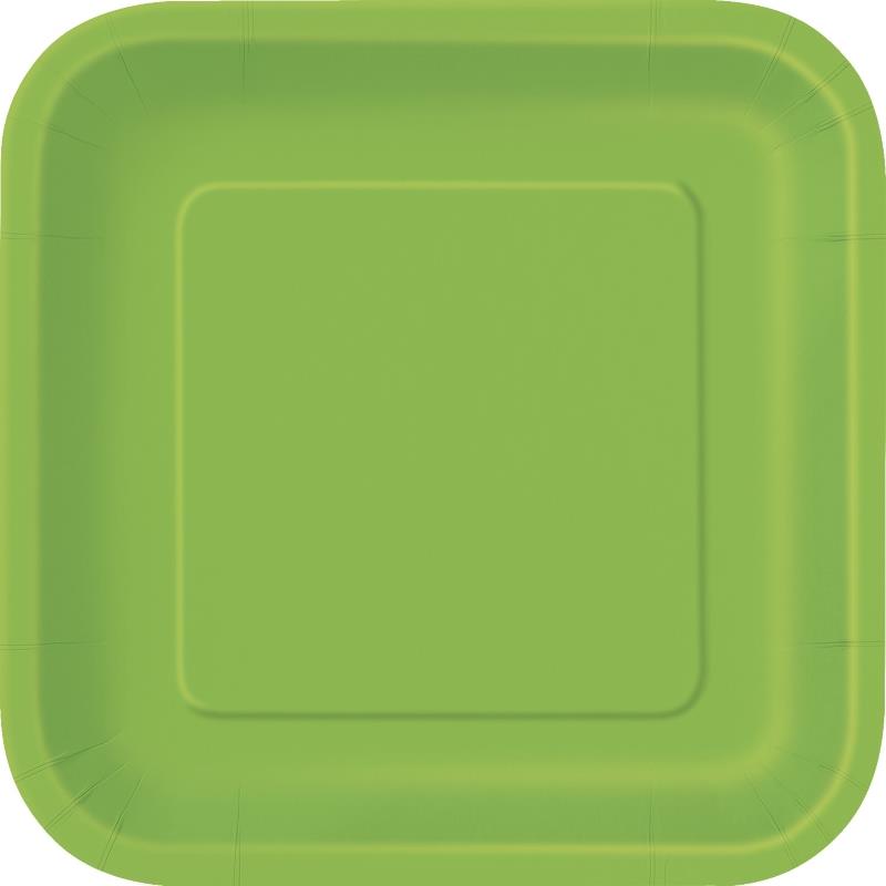 Green Square Party Cake Plates Pack of 16 | Party Save Smile