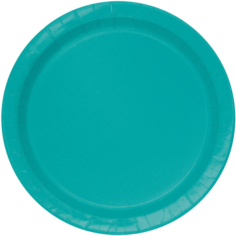 Teal Blue Paper Cake Plates Round Pack of 8 | Party Save Smile