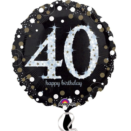 Gold Sparkle 40th Birthday Foil Balloon 18 Inches | Party Save Smile