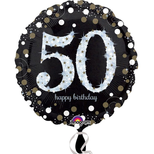 Gold Sparkle 50th Birthday Foil Balloon 18 Inches | Party Save Smile