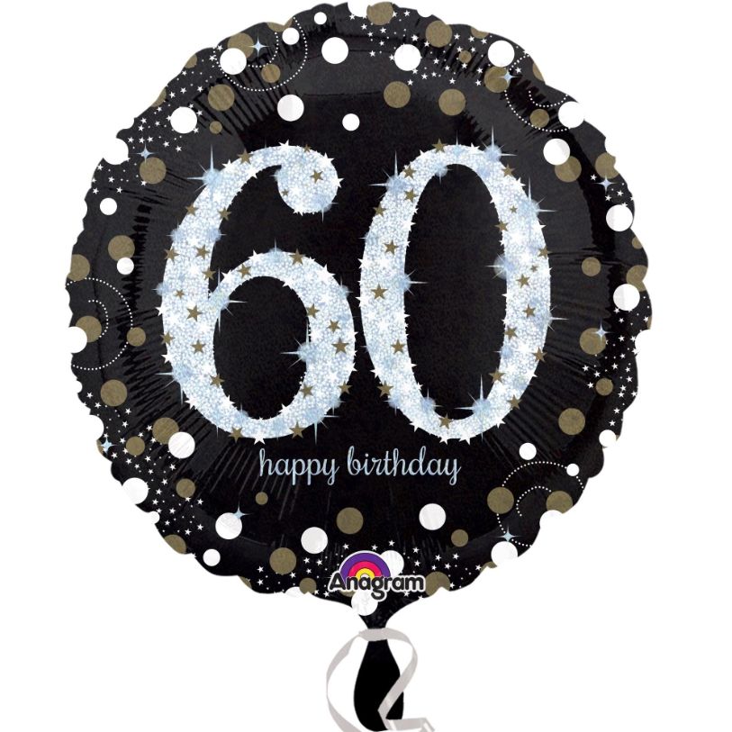 Gold Sparkle 60th Birthday Foil Balloon 18 Inches | Party Save Smile