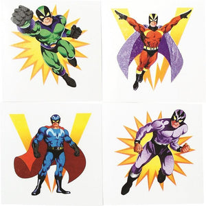 Superhero Party Bag Favour Tattoos Pack of 4