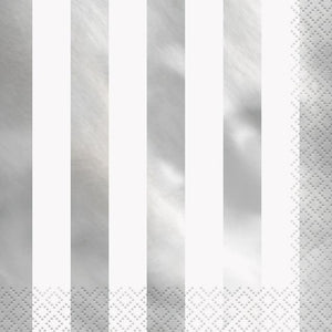 Silver Foil Striped Napkins Pack of 16