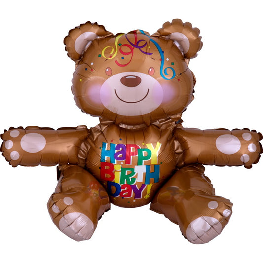 Teddy Bear Sitter Balloon Air Fill 19 inches | Party Save Smile