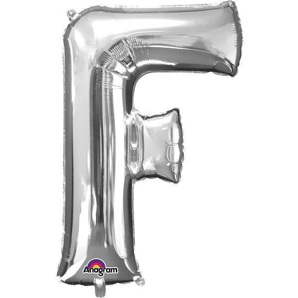Silver Letter F Foil Balloon Air Fill 16 Inch Anagram | Party Save Smile