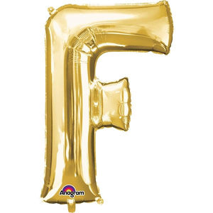 Gold Letter F Foil Balloon Air Fill 16 Inch Anagram