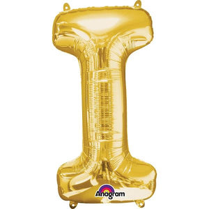 Gold Letter I Foil Balloon Air Fill 16 Inch Anagram
