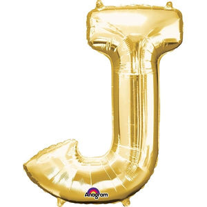 Gold Letter J Foil Balloon Air Fill 16 Inch Anagram
