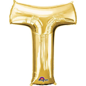 Gold Letter T Foil Balloon Air Fill 16 Inch Anagram