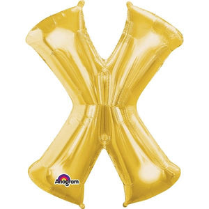 Gold Letter X Foil Balloon Air Fill 16 Inch Anagram