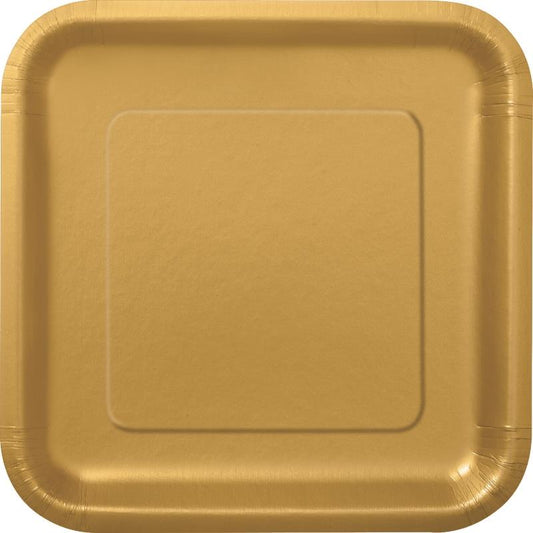 Square Gold Party Plates Pack of 14 | Party Save Smile