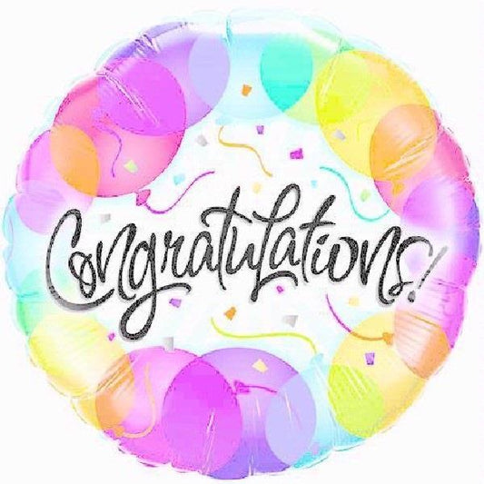 Multi-Coloured Balloons Congratulations Foil Balloon 18 Inch | Party Save Smile