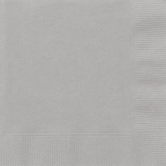 Silver Napkins Pack of 50 Paper Serviettes | Party Save Smile