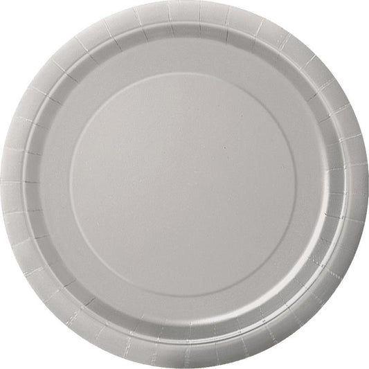 Silver Paper Plates 23cm Pack of 8 | Party Save Smile