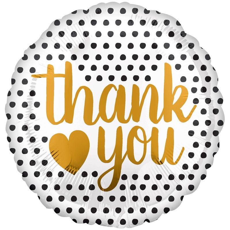 Thank You Gold and Black Foil Balloon 18 Inch | Party Save Smile