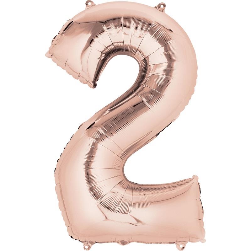 Rose Gold Number 2 Foil Balloon 35 inch Anagram | Party Save Smile