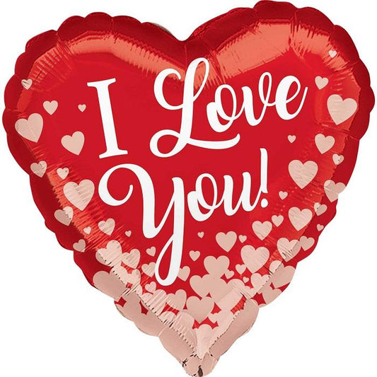 I Love You Rose Gold Hearts 18&#34; Foil | Helium Balloon