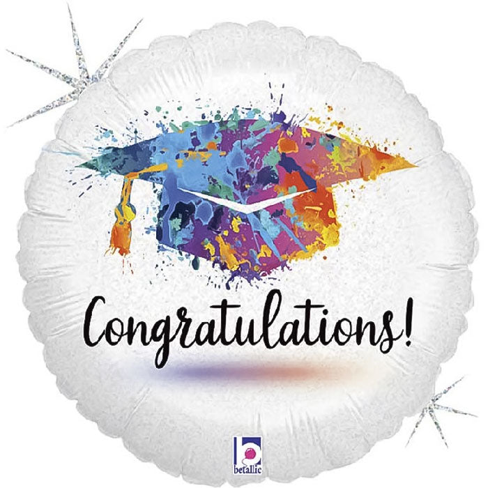 Colourful Congratulations Graduation Cap Foil Balloon 18 Inch | Party Save Smile