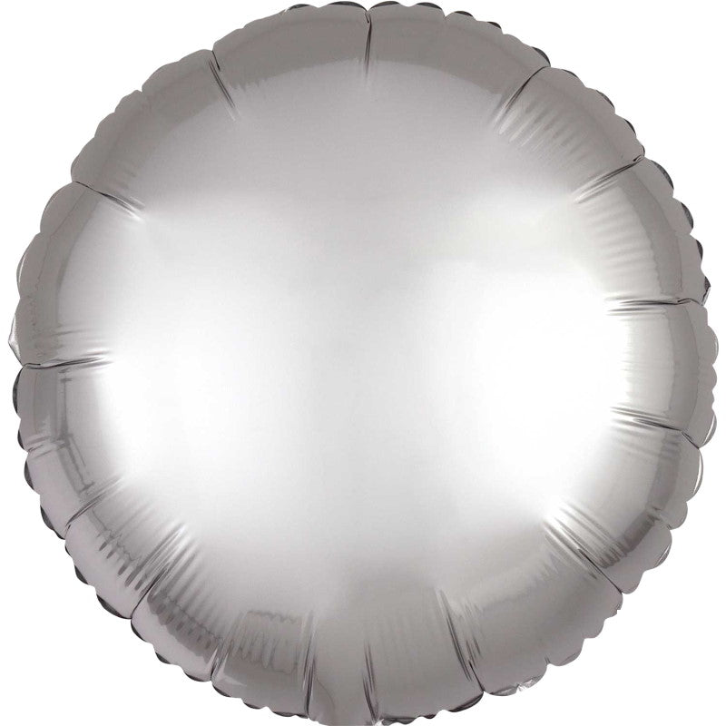 Platinum Grey Circle Foil Balloons - Anagram Satin Luxe | Party Save Smile