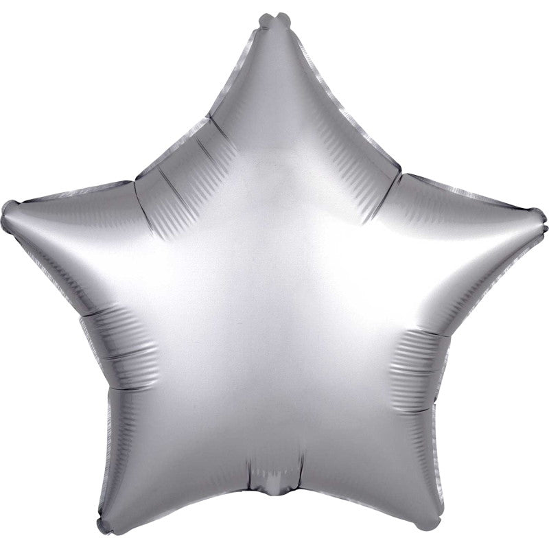 Platinum Grey Star Foil Balloons 18 inch: Anagram Satin Luxe | Party Save Smile