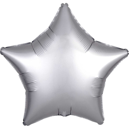 Platinum Grey Star Foil Balloons 18 inch: Anagram Satin Luxe | Party Save Smile