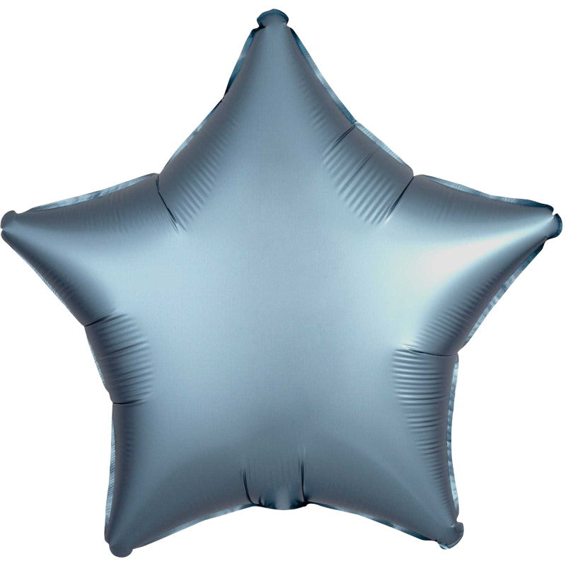 Steel Blue Star Foil Balloon - Anagram Satin Luxe 18 Inches | Party Save Smile