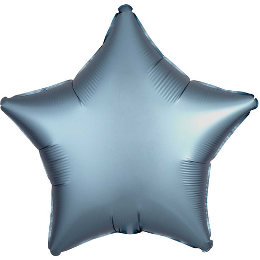 Steel Blue Star Foil Balloon - Anagram Satin Luxe 18 Inches | Party Save Smile