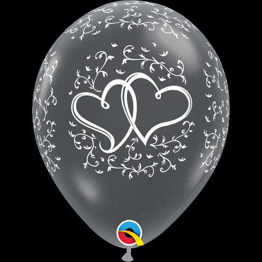 Diamond Clear Entwined Heart Latex Balloons 11 Inch Qualatex | Party Save Smile