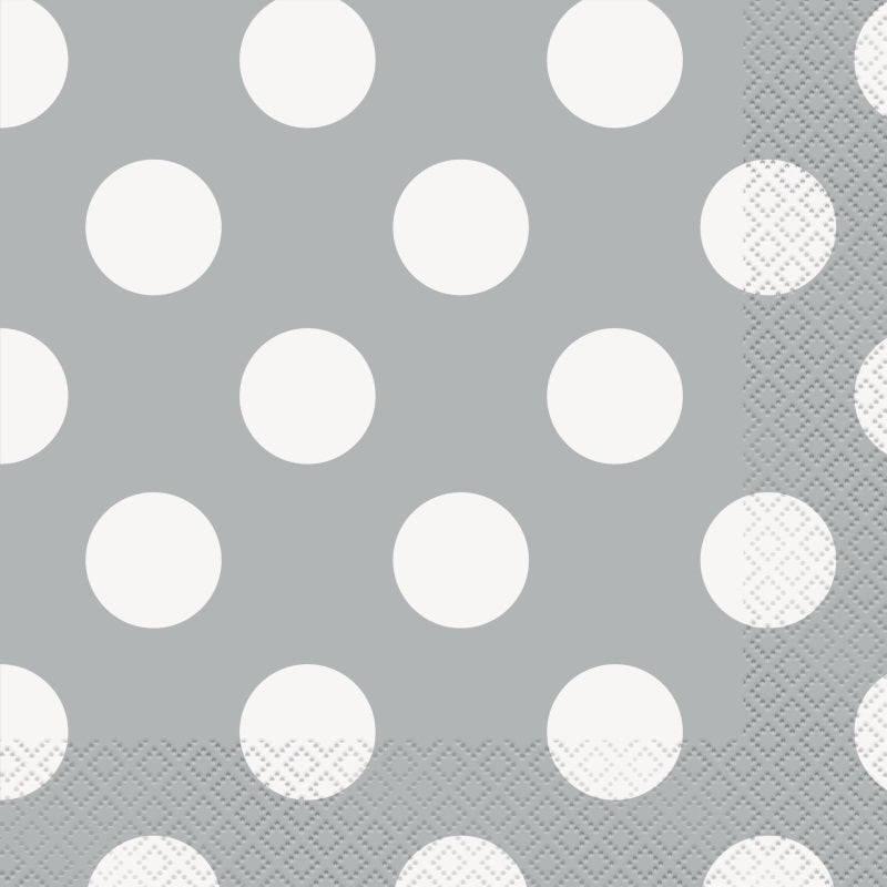 Silver Polka Dot Party Pack: Tableware & Decoration Kit