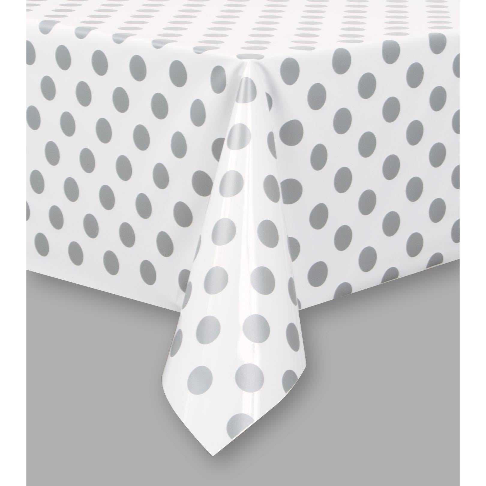 Silver Polka Dot Party Tablecover Tablecloth | Party Save Smile