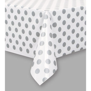 Silver Polka Dot Party Tablecover Tablecloth