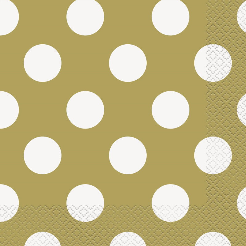 White & Gold Polka Dot Party Pack: Tableware & Decoration Kit